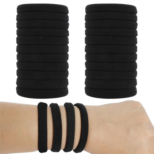 10/100pcs Black Hair Ties, No Damage Seamless Hair Ties Ponytail Holders Elastics Hair Accessories for Women Girls