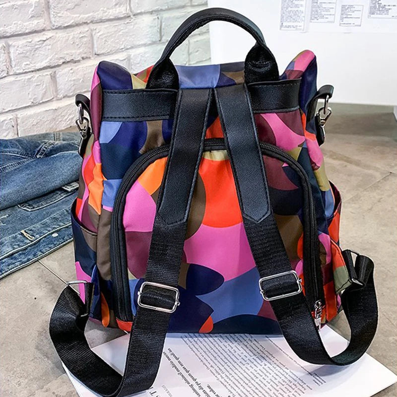 Waterproof Oxford Women Backpack Fashion Anti-theft School Bag Embroidery Designer Female Large Capacity Travel Shoulder Handbag