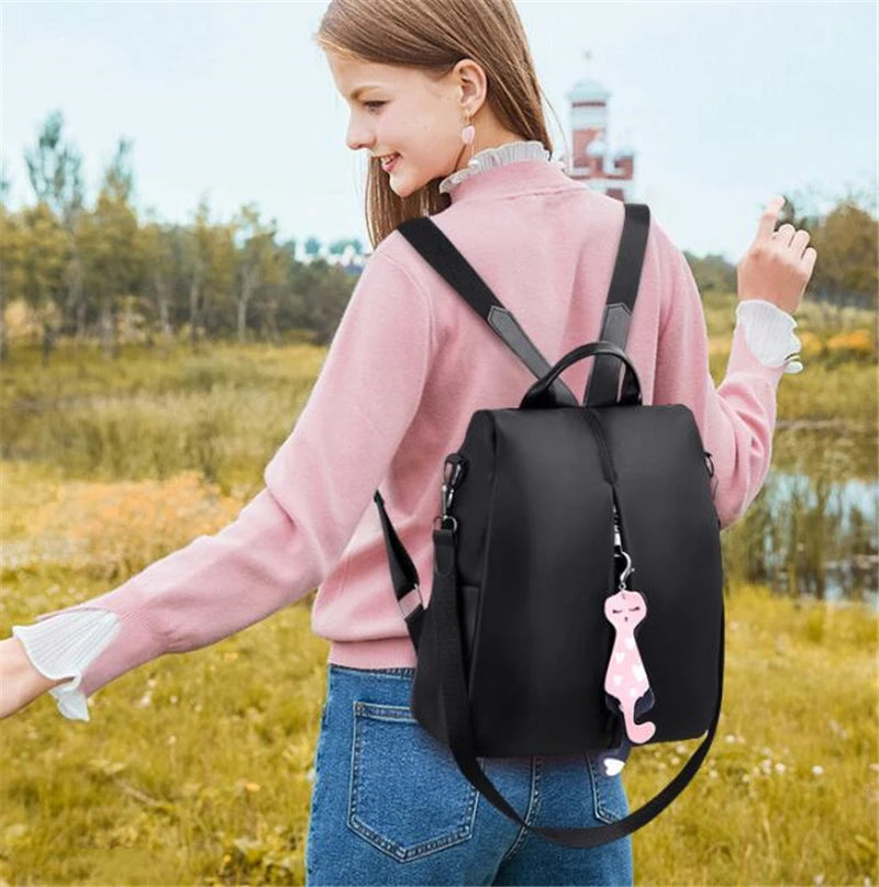 Waterproof Oxford Women Backpack Fashion Anti-theft School Bag Embroidery Designer Female Large Capacity Travel Shoulder Handbag