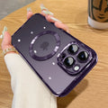 Magnetic Plating Case For iPhone 15 16 14 17 Pro Max Air Camera Lens Protector Glass For Magsafe Wireless Charger Cover
