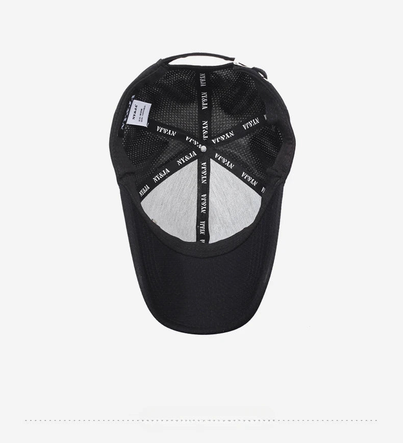 Summer Men's Black Breathable Cap Versatile Korean Version Versatile Men's Baseball Outdoor Recreational Fishing Sun Hat 56-60cm