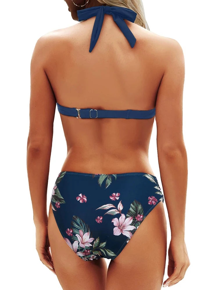 Circyy Contrast Color Sexy Bikini Set Women Swimsuit Two-Piece Deep V-Neck Swimsuits Swimwear Summer Fashion Bathing Beachwear