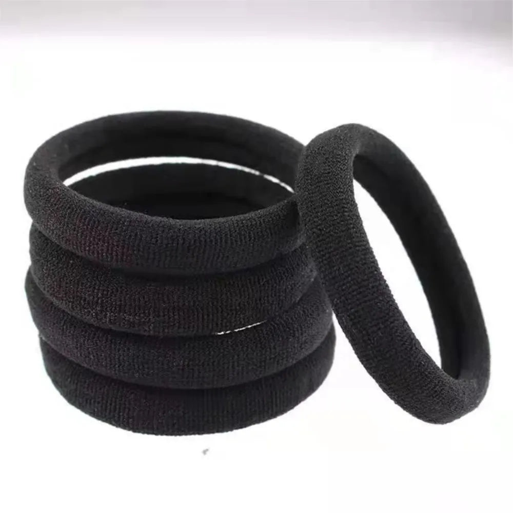 10/100pcs Black Hair Ties, No Damage Seamless Hair Ties Ponytail Holders Elastics Hair Accessories for Women Girls