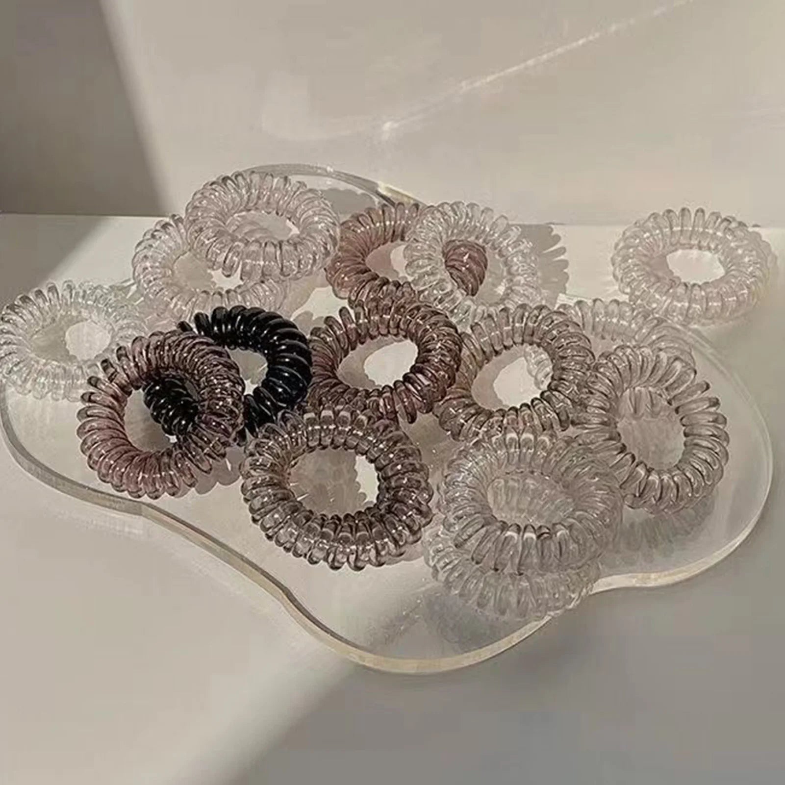 9pcs Telephone Wire Hair Ties Set High Elasticity Hair Ties Non Slip No Crease Hair Bands for Women Girls Ponytail Holders