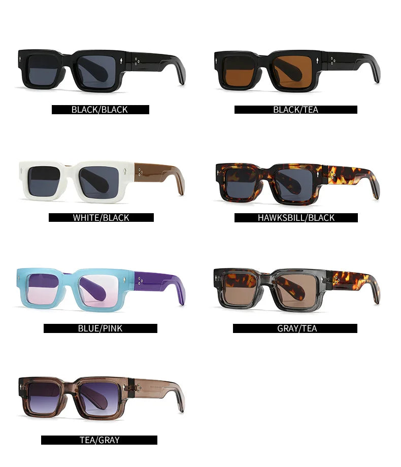 New Vintage Small Square Sunglasses For Women Men Fashion Retro Thick Edge Frame Luxury Male Sun Glasses Shades UV400 Eyeglasses