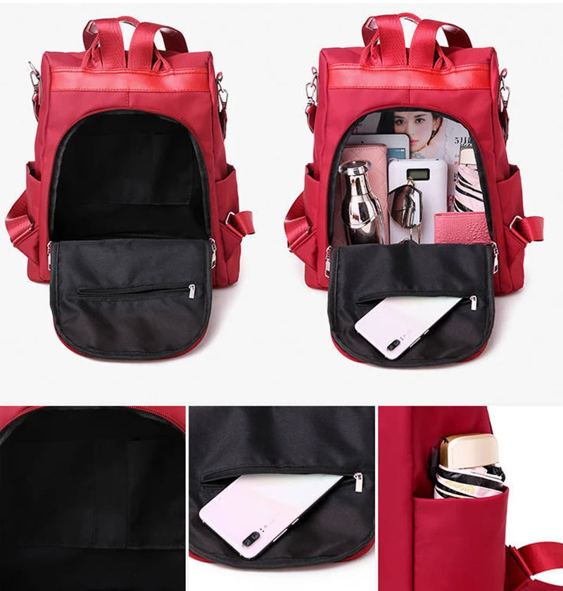 Waterproof Oxford Women Backpack Fashion Anti-theft School Bag Embroidery Designer Female Large Capacity Travel Shoulder Handbag