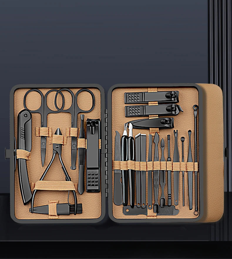 7/16/24Pcs Manicure Set Professional Nail Clipper Pedicure Kit Stainless Steel Nail Care Tool Grooming Kit with Luxurious Travel