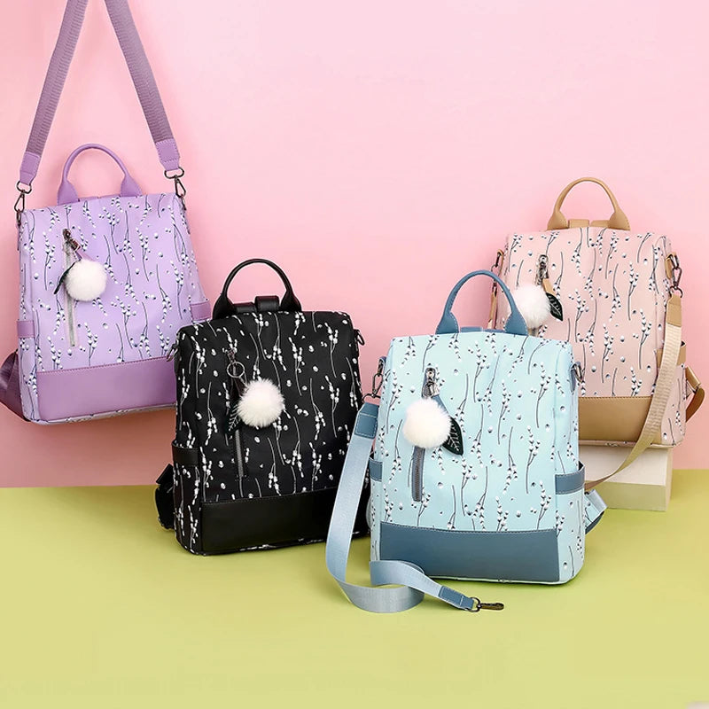 Waterproof Oxford Women Backpack Fashion Anti-theft School Bag Embroidery Designer Female Large Capacity Travel Shoulder Handbag